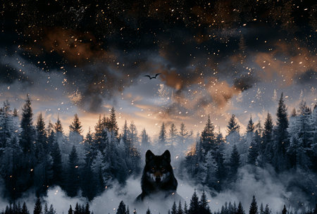 dark wolf in the forestの素材