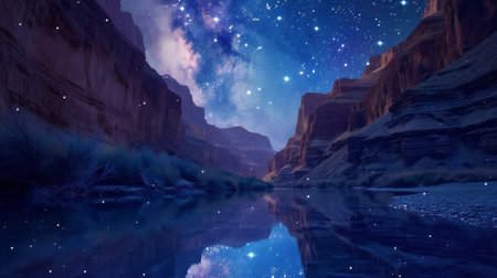 night sky over the riverの素材