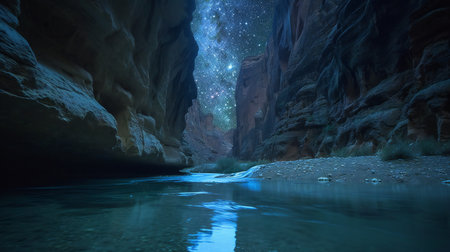 night sky over the riverの素材