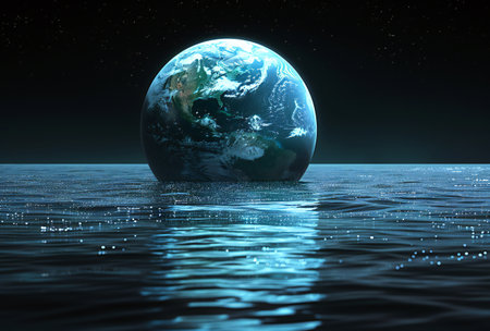 earth globe floating in spaceの素材