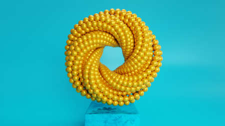 Abstract yellow balls exhibition 3d illustrationの写真素材