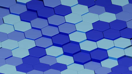 Blue hexagons background 3D illustration