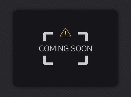 Coming soon. Under construction. Picture frame vector illustration, dark gray backgroundのイラスト素材