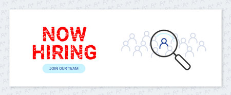 Now hiring: career employment hiring job recruitment concept poster or bannerのイラスト素材