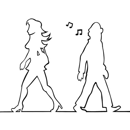 Man whistling at passing womanのイラスト素材