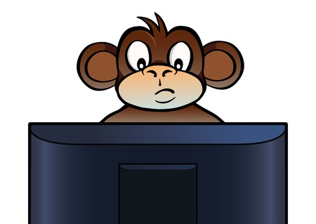 Monkey behind screenのイラスト素材