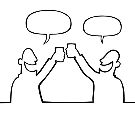 Two people toasting with drinksのイラスト素材