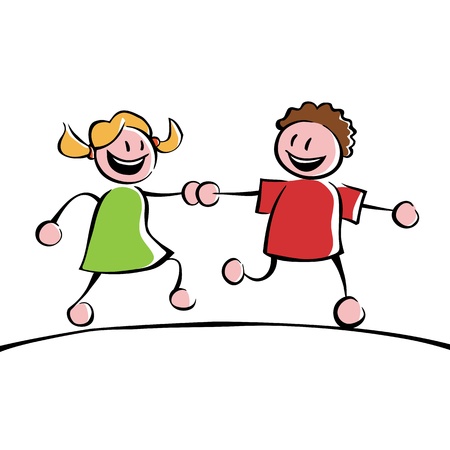 Two kids holding handsのイラスト素材