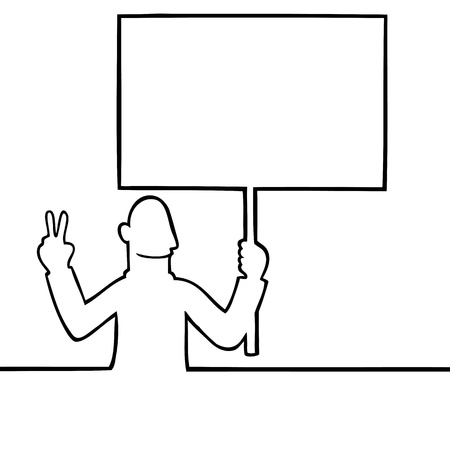 Man holding a peace protest signのイラスト素材
