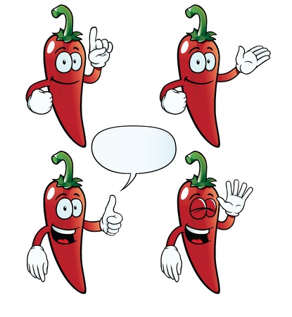 Smiling chili pepper setのイラスト素材