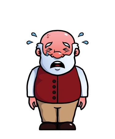 Old man being sad and crying.のイラスト素材