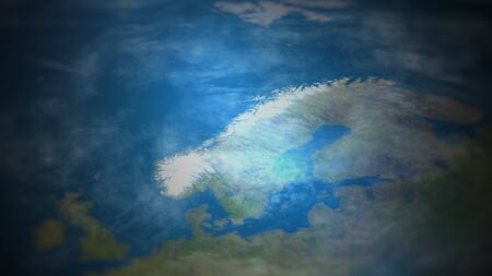 Northern Europe on a world map with vignette and radial blur effect. Elements of this image are...