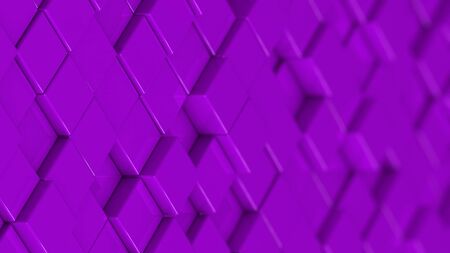 Grid of purple cubes in a randomized pattern. Medium shot. 3D computer generated background image.の写真素材