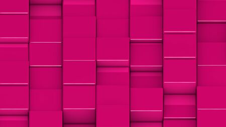 Grid of pink cubes in a randomized pattern. Medium shot. 3D computer generated background image.の写真素材