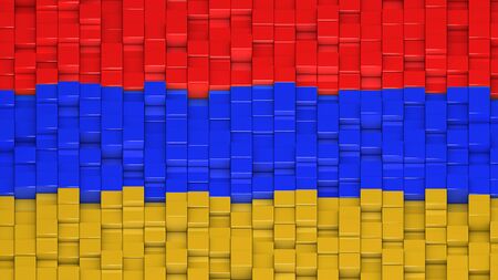 Armenian flag made of cubes in a random pattern. 3D computer generated image.の写真素材
