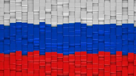 Russian flag made of cubes in a random pattern. 3D computer generated image.の写真素材