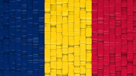 Chadian flag made of cubes in a random pattern. 3D computer generated image.の写真素材