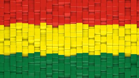 Bolivian civil flag made of cubes in a random pattern. 3D computer generated image.の写真素材