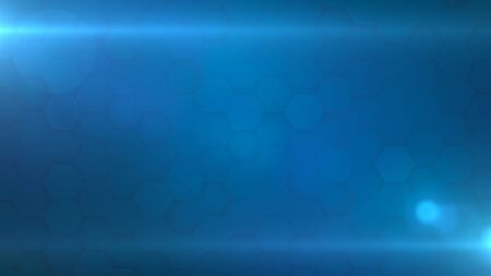 Blue background with beam lights and a subtle hexagonal pattern.の写真素材