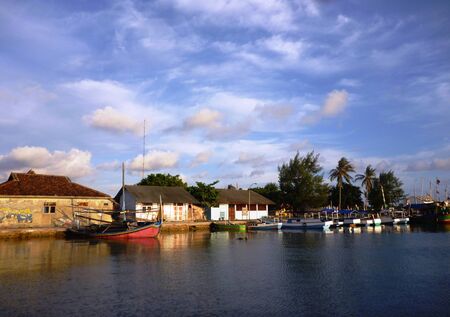 fishing village on the coast of Karimun islands of Java, Jepara, central Java, Indonesiaの写真素材