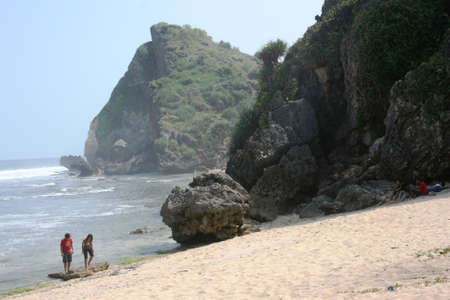 Nguyahan beautiful beach located in wonosari, Yogyakarta, Indonesiaのeditorial素材
