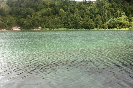 the Dieng Volcanic Lake on the Dieng plateau, Java Indonesia の写真素材