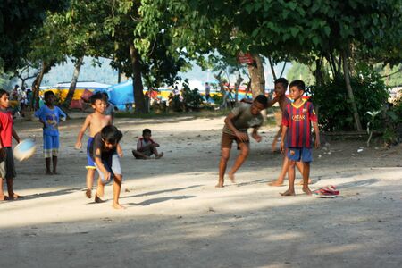 kids activity in sendangbiru beach, Malang, East Java, Indonesiaのeditorial素材