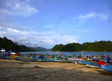 scenes and activity in sendangbiru beach, Malang, East Java, Indonesiaのeditorial素材