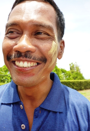 enjoying painting the face at outbond games in indonesiaのeditorial素材