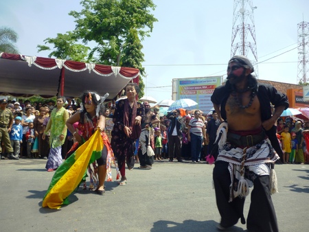 BLORA, INDONESIA - November 1, 2014: archipelago barongan festival held royally by presenting various types barongan of various ethnicities and tribes on November 1, 2014 in Indonesia.のeditorial素材