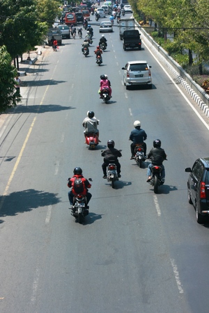 Traffic jam Cars Urban scene in semarang , central java, indonesiaのeditorial素材
