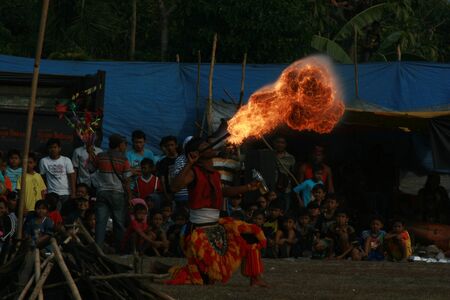 Performance, dance and attraction of traditional Reog Ponorogo Blora, central java,  Java Indonesiaのeditorial素材