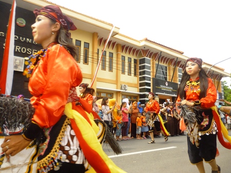 parade to celebrate javanese tradition and unity at blora, central java, Indonesia