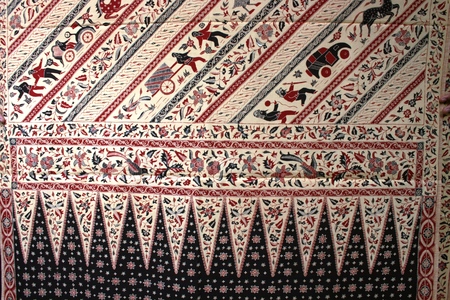 batik hand stamp print with it its intricasy in the design motif batik is commonly worn in cirebon, lasem, and indramayu , indonesia, south east asianの写真素材