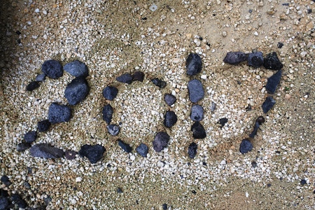 Happy new year 2017 concept in stone