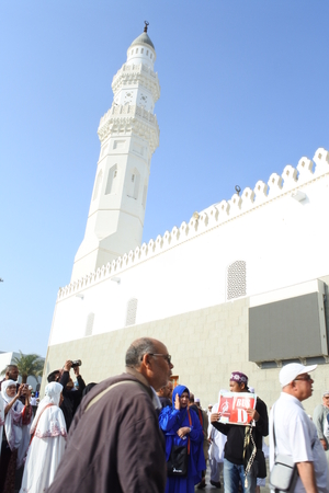 pilgrims activity at Quba Mosque in Medina, Saudi Arabiaのeditorial素材