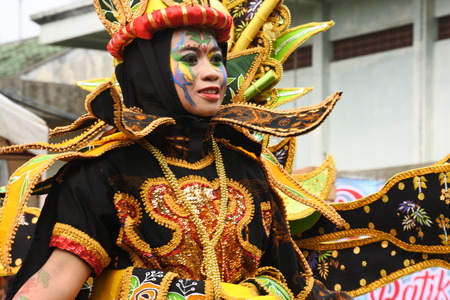 INDONESIA- DECEMBER 16, 2017: Batik carnival show held in Blora on December 16 in Central Java, Indonesiaのeditorial素材