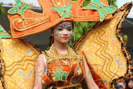INDONESIA- DECEMBER 16, 2017: Batik carnival show held in Blora on December 16 in Central Java, Indonesiaのeditorial素材