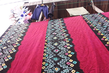 The typical Sasirangan batik village of Banjarmasin, South of Kalimantanの写真素材