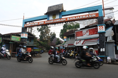 The typical Sasirangan batik village of Banjarmasin, South of Kalimantanのeditorial素材