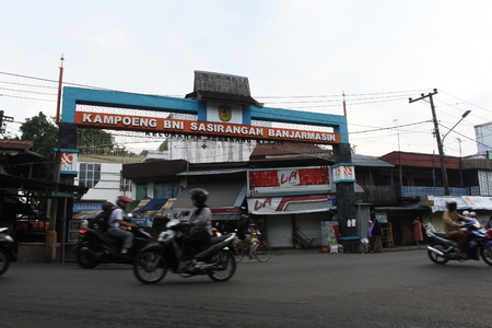 The typical Sasirangan batik village of Banjarmasin, South of Kalimantanのeditorial素材