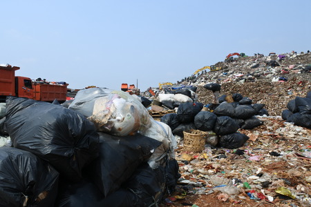 the biggest garbage dump in Indonesia, Bantar Gebang, Bekasi, Indonesiaのeditorial素材