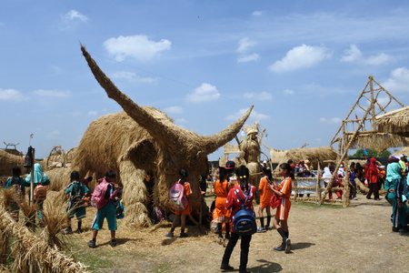 Straw Festival, Central Java, Indonesiaのeditorial素材