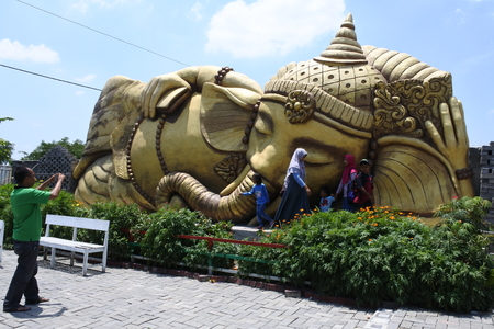 statue of sleeping Ganesha, Central Java, Indonesiaのeditorial素材