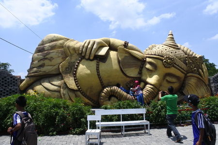 statue of sleeping Ganesha, Central Java, Indonesiaのeditorial素材