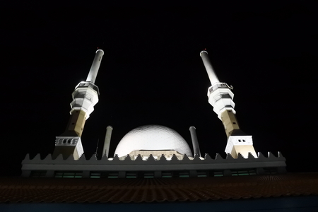 agung mosque as new landmarks located in semarang city, central java, indonesiaの写真素材