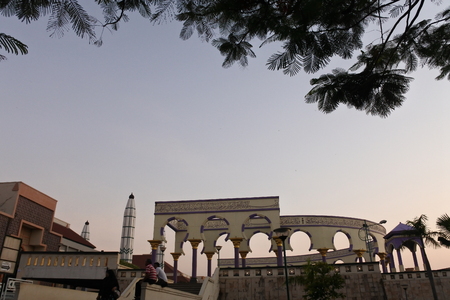 agung mosque as new landmarks located in semarang city, central java, indonesiaの写真素材