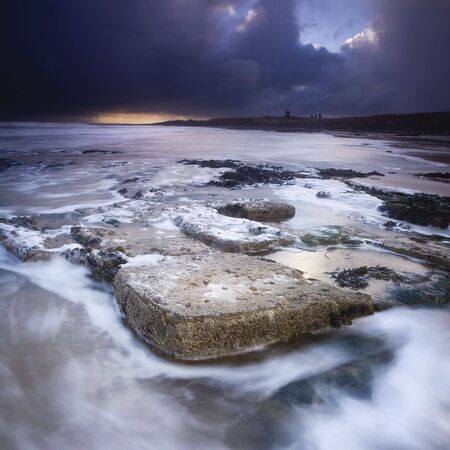Embleton Bay, Northumberland - 6.45am in a stormの写真素材