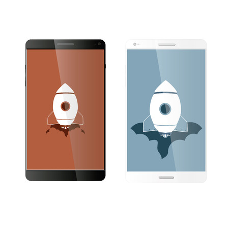 Smart phone rocketのイラスト素材