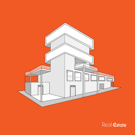 Sketch building business backgroundのイラスト素材